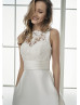 Ivory Lace Satin Buttons Back Wedding Dress